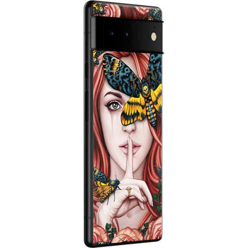 Gothic Woman and Death Moth Butterflies by Sarah Richter Google Pixel 6 Skin